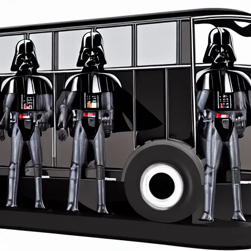 Image similar to Darth Vader taking the bus, photo realistic, award-winning, highly-detailed