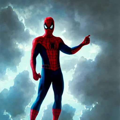 Image similar to ryan reynolds as spider - man, wearing a black and blue suit, cinematic, volumetric lighting, f 8 aperture, cinematic eastman 5 3 8 4 film, photorealistic by greg rutkowski, by stanley artgerm, by alphonse mucha