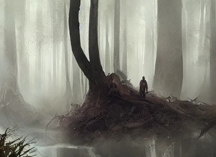 Image similar to a forest made of hair that never stops growing, concept art, art by greg rutkowski, thriller scene