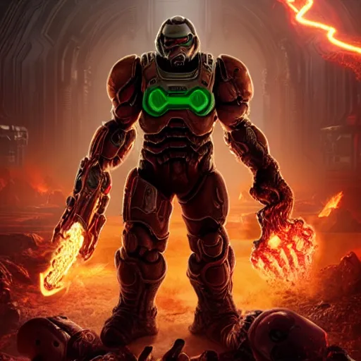 Image similar to character from doom eternal