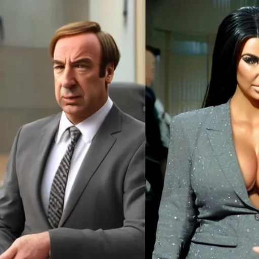 Prompt: saul goodman in kim kardashian's body