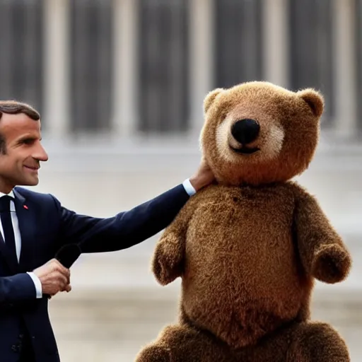 Image similar to emmanuel macron on a bear