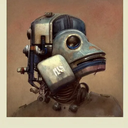 Image similar to (((((((((((retro robot with tank tracks drive on and a robot dog head))))))))))) . muted colors. by Jean-Baptiste Monge !!!!!!!!!!!!!!!!!!!!!!!!!!!!!!!!!!!!!!!!