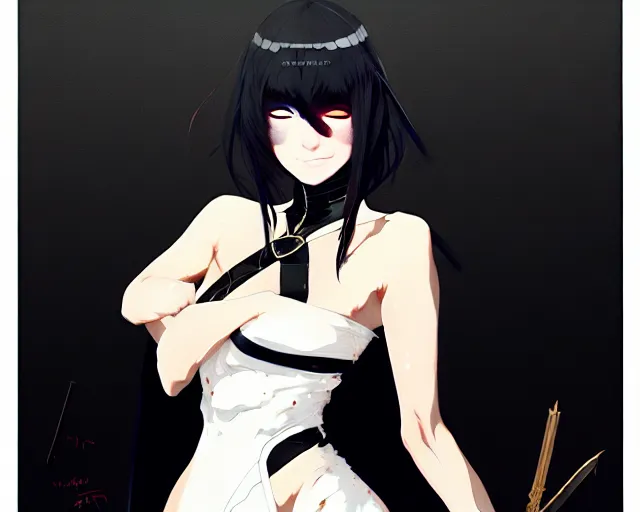 Image similar to a ultradetailed beautiful panting of artoria pendragon in a black dress, by conrad roset, greg rutkowski and makoto shinkai, trending on artstation