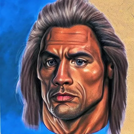 Image similar to the rock with mullet, photorealism