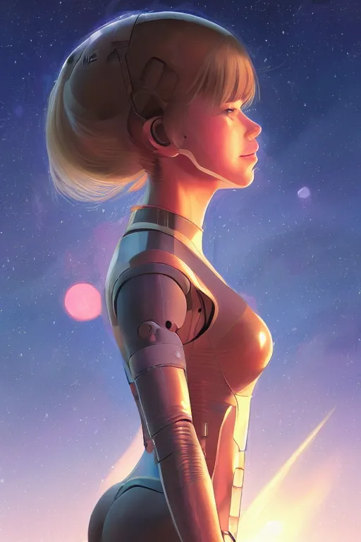 Image similar to ! dream a girl in a spacesuit, full shot, fine - face, realistic shaded perfect body, fine details. night setting. very anime style. realistic shaded lighting poster by ilya kuvshinov katsuhiro, magali villeneuve, artgerm, jeremy lipkin and michael garmash, rob rey and kentaro miura style, trending on art station