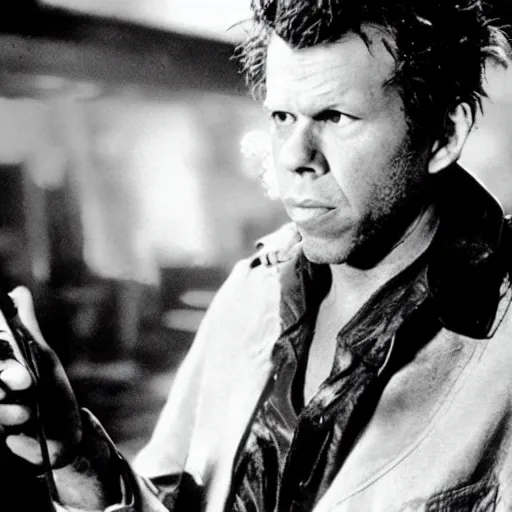 Image similar to tom waits in blade runner