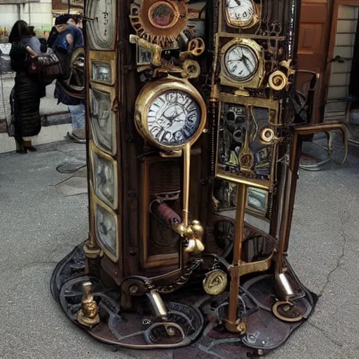 prompthunt: interior of a steampunk clock shop, father time