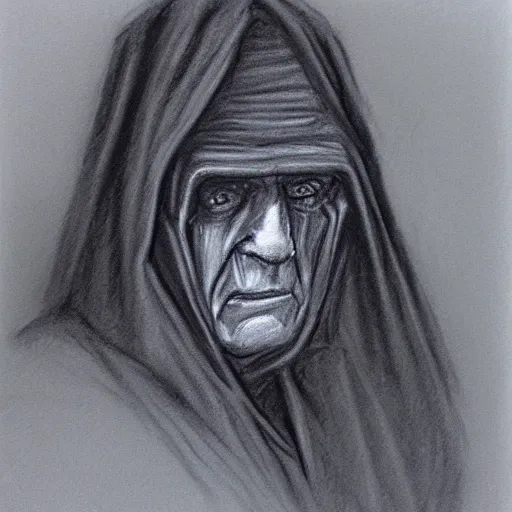 Image similar to Charcoal sketch of Emperor Palpatine