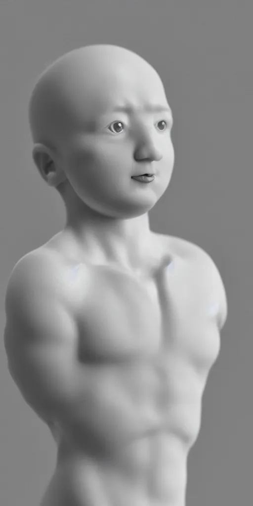 Image similar to a photo of a toy figurine made from resin with a head in form of a pill, no visible face smooth skin, even surface, minimalistic, octane rendering, ambient lighting, white subsurface scattering