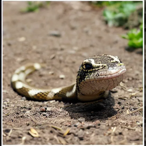 Prompt: a cute lil smiling snek