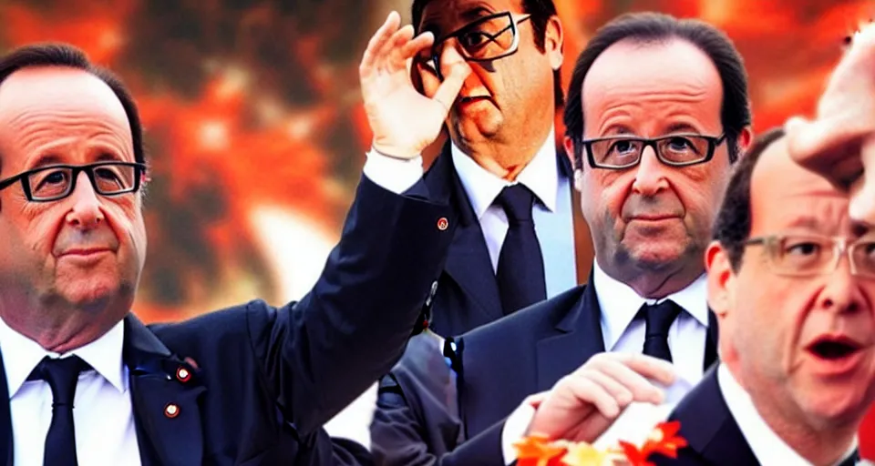 Image similar to François hollande is a super saiyan, by Gainax Co,