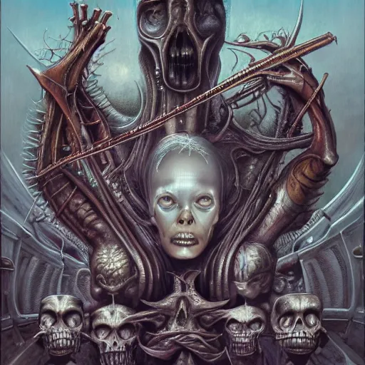 Image similar to album cover art, by mark ryden, by peter andrew jones, by hr giger, hd, hyper detailed, 4 k