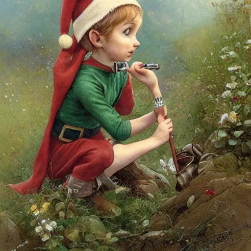 Prompt: lovely elf playing whistle in the nature by jean - baptiste monge, masterpiece