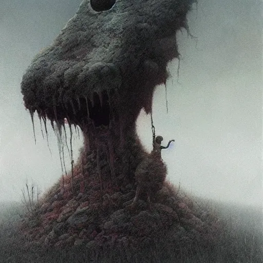 Image similar to end of the world, grunge, horror, loony toons style, illustrated by zdzisław Beksiński and greg rutkowski.