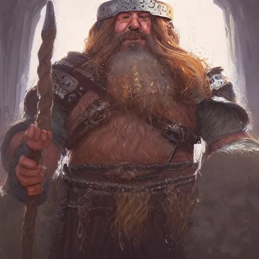 Prompt: a detailed portrait of a long beard holy dwarf cleric with a long braided beard with a gigantic shield, by justin gerard and greg rutkowski, digital art, realistic painting, dnd, character design, trending on artstation