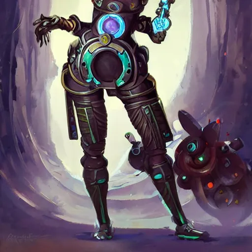 Image similar to cybernetic artificer, cute heroine, magic the gathering art, in the style of peter mohrbacher and keith thompson