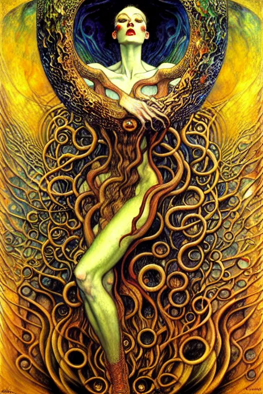 Image similar to Divine Chaos Engine by Karol Bak, Jean Delville, William Blake, Gustav Klimt, and Vincent Van Gogh, symbolist, visionary