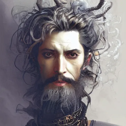 Image similar to portrait, headshot, insanely nice hair style, digital painting, of a old 17th century, old cyborg merchant, amber jewels, baroque, ornate clothing, scifi, realistic, hyperdetailed, chiaroscuro, concept art, art by Franz Hals and Jon Foster and Ayami Kojima and Amano and Karol Bak,