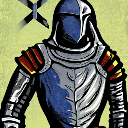 Image similar to Allen the Alien medieval armor, pop art style