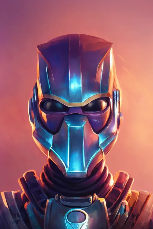 Image similar to epic mask helmet robot ninja portrait stylized as fornite style game design fanart by concept artist gervasio canda, behance hd by jesper ejsing, by rhads, makoto shinkai and lois van baarle, ilya kuvshinov, rossdraws global illumination radiating a glowing aura global illumination ray tracing hdr render in unreal engine 5