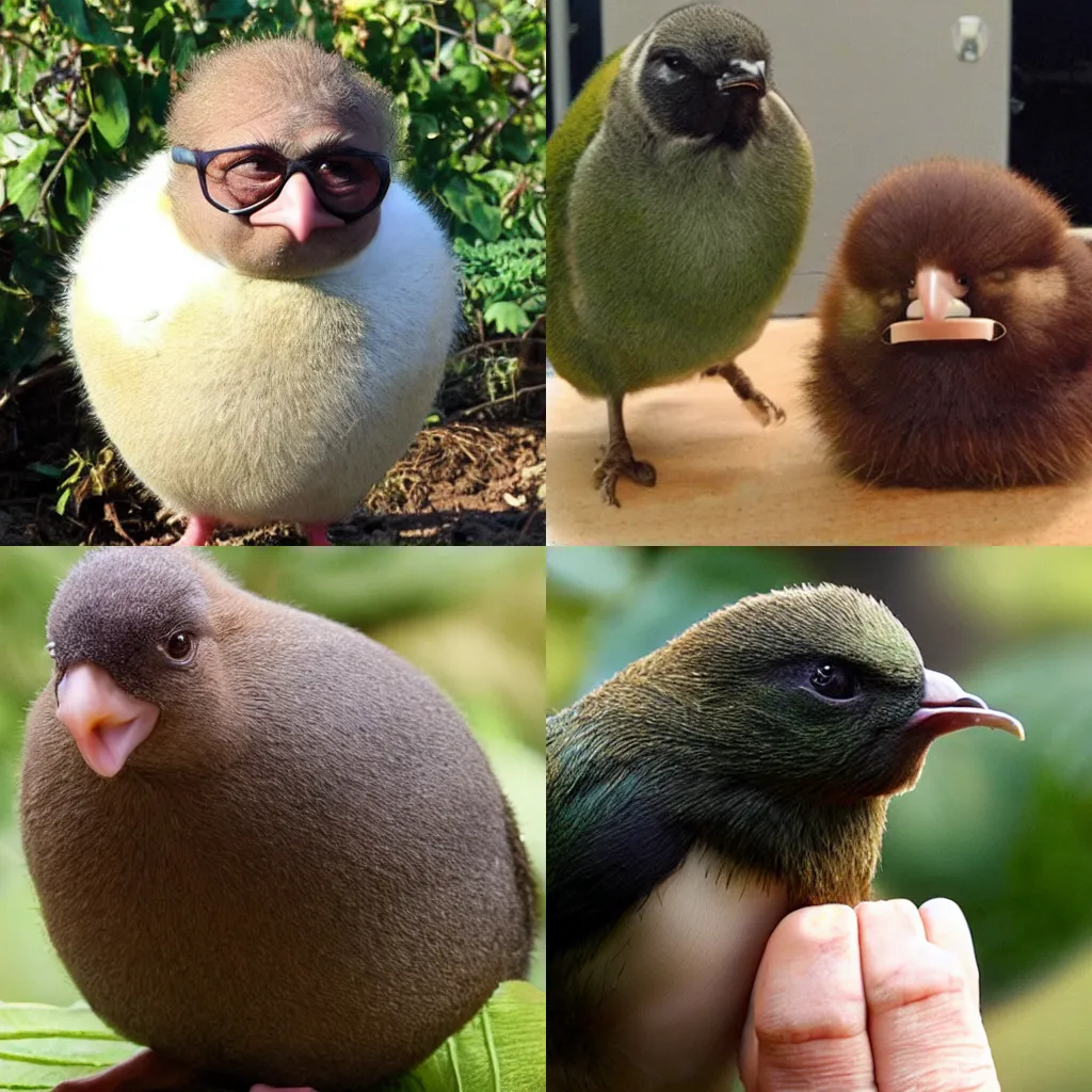 Prompt: Danny DeVito disguised as a kiwi bird