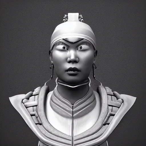 Prompt: portrait of a bust of a samurai with futuristic fashion elements created by yuuki morita, octane render, 3 d animated, unreal engine 5, studio lighting, photorealistic, smooth surface