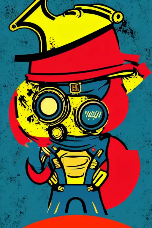 Image similar to fallout 7 6 retro futurist illustration art by butcher billy, sticker, colorful, illustration, highly detailed, simple, smooth and clean vector curves, no jagged lines, vector art, smooth andy warhol style