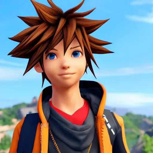 Image similar to sora, from kingdom hearts, as a character in apex legends, source engine, high resolution