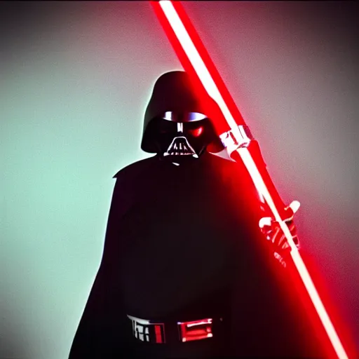 Image similar to “Michael Jackson as a Sith Lord holding a red lightsaber, cinematic lighting, beautiful composition, 8k resolution”