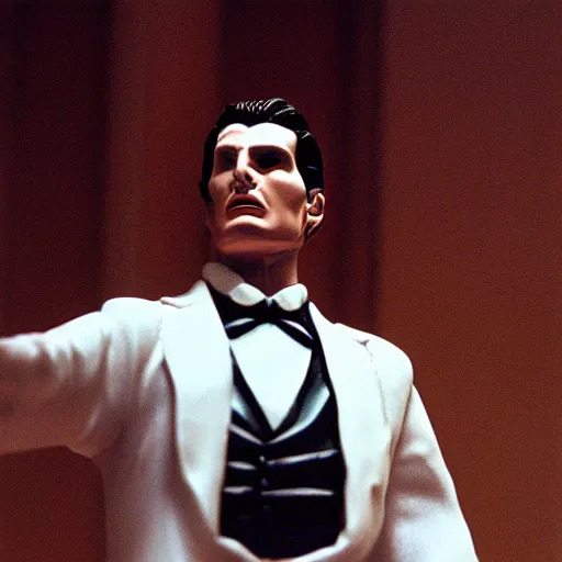 Image similar to greek statue of Patrick Bateman, viewed from above, in American Psycho (1999)