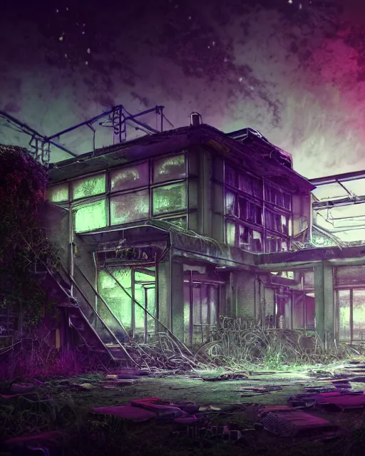 Prompt: a beautiful detailed rendering of home gym architecture abandoned urbex industrial architecture by frederick mccubbin, evil uv light retrowave studio ghibli lightpaint at dusk neon noir meadow san andreas cgsociety assassin's creed at night infrared poppy tundra fantasy galactic universe, archdaily, wallpaper, highly detailed, trending on artstation.