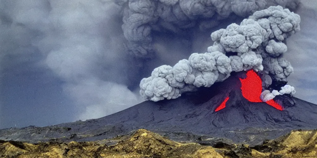 Image similar to Great volcanic eruption, Frida style.