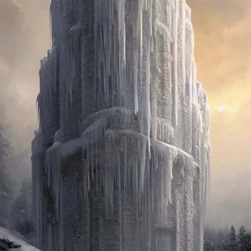 Prompt: a tower made of ice, photorealiatic, hyperdetailed, hyperrealistic, studio lighting, studio photography, professional photography, professional lighting, 3 point lighting,4k,digital art, ultra realistic, ultra detailed, art by greg rutkowski, photorealistic, hyperdetailed