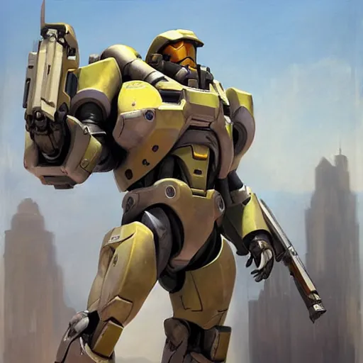 Image similar to greg manchess portrait painting of master chief the transformer as overwatch character, medium shot, asymmetrical, profile picture, organic painting, sunny day, matte painting, bold shapes, hard edges, street art, trending on artstation, by huang guangjian, gil elvgren, ruan jia, greg rutkowski, gaston bussiere