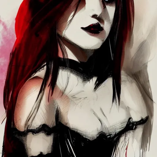 Image similar to a beautiful portrait of a lady vampire by Bill Sienkiewicz trending on Artstation