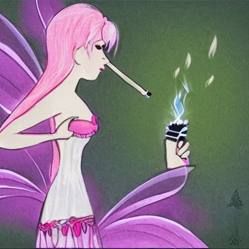 Image similar to fairy finds a cigarette