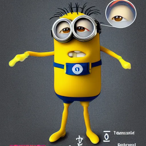 Image similar to A detailed biological anatomy of a minion, photorealistic, textbook, scientific