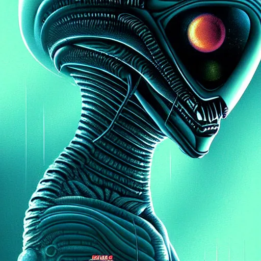 Image similar to alien poster art by kim jung giu