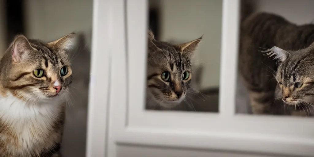 Image similar to cat looking in mirror