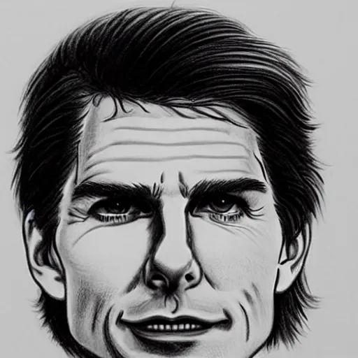 Image similar to a portrait drawing of Tom Cruise drawn by Robert Crumb