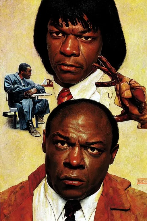 Prompt: Marcellus Wallace from Pulp Fiction painted by Norman Rockwell