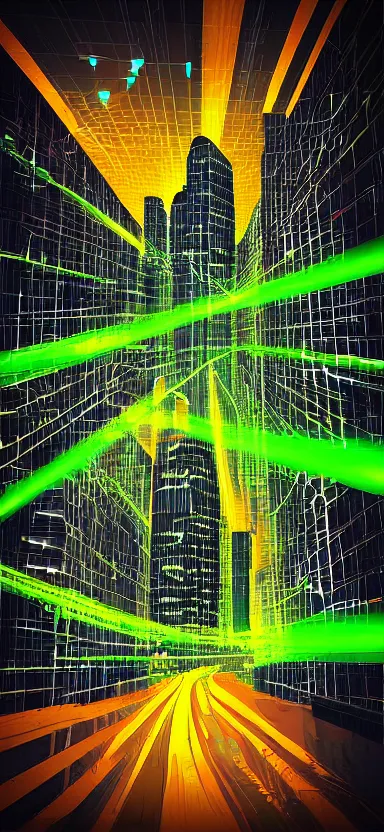 Image similar to “ city of lasers, digital art ”