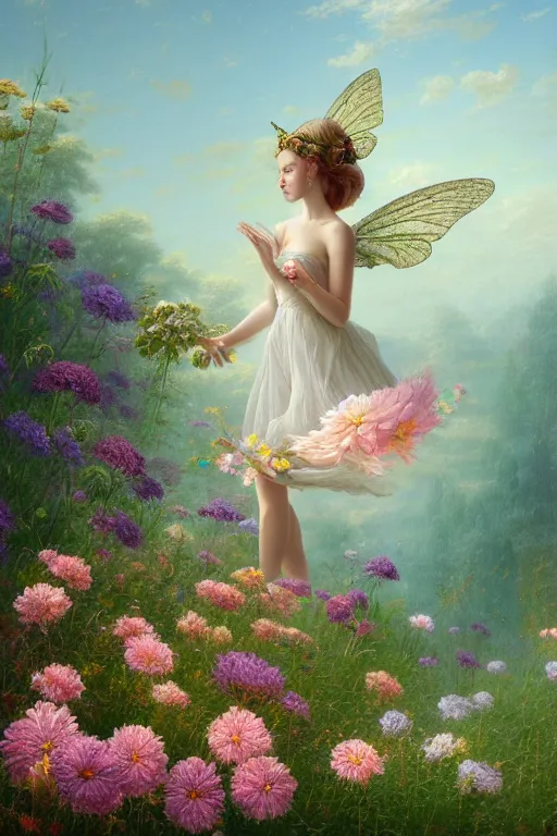 Image similar to a beautiful digital illustration painting fairy princess among the flowers by benoit b. mandelbrot, steven belledin, martin johnson heade, lee madgwick, caspar david friedrich, and david rios ferreira. 8 k resolution trending on artstation concept art digital illustration