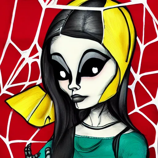 Prompt: spider headed girl in the style of Roby Dwi Antono