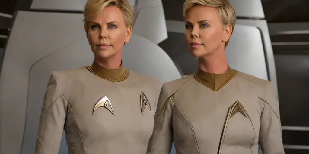 Image similar to Charlize Theron is the captain of the starship Enterprise in the new Star Trek movie