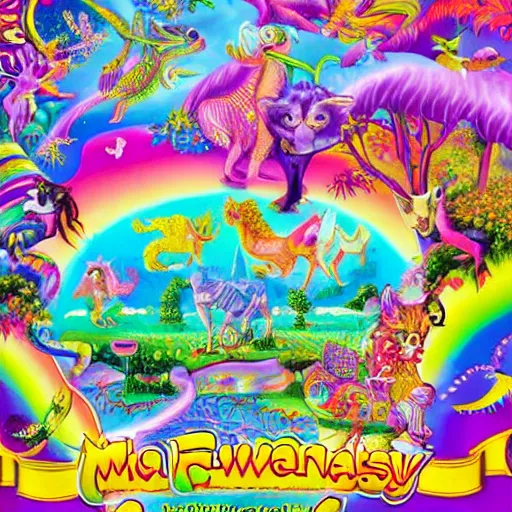 Prompt: a fantasy world by Lisa Frank