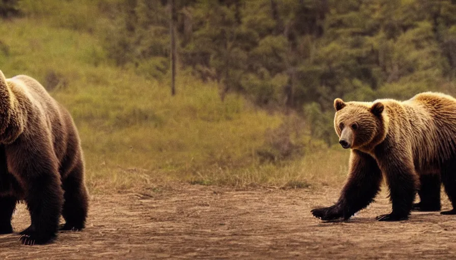 Prompt: a bear made of honey cinematic, establishing shot