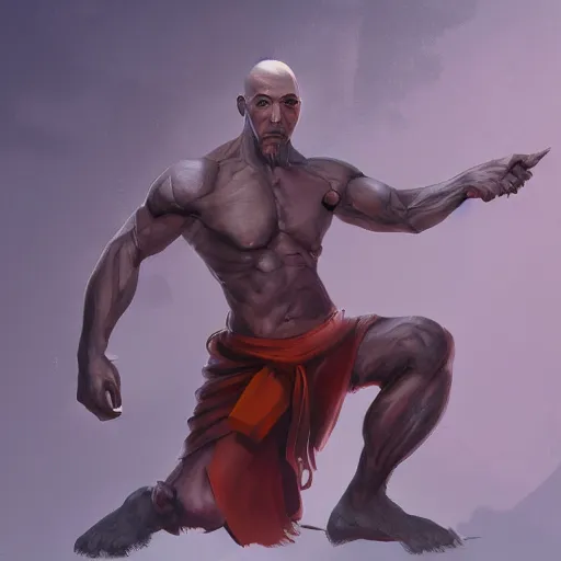 Image similar to muscular monk , concept art , digital painting , 4k , HD