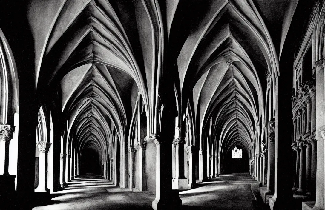Image similar to cloister quadrangle vertiginous intact flawless ambrotype from 4 k criterion collection remastered cinematography gory horror film, ominous lighting, evil theme wow photo realistic postprocessing sinister knights reversible literal illusion photograph by ansel adams